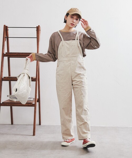 coen（コーエン）の「定番のUSAコットン使用。レトロボーダー袖ボリュームリンガーTシャツ（WEB限定カラー）（Tシャツ/カットソー・レディース・ブラック/パープル/ケリー/オレンジ/ベージュ/ブラウン/ダークグリーン/ネイビー/マスタード/ナチュラル・MEDIUM/LARGE）」の15枚目の写真