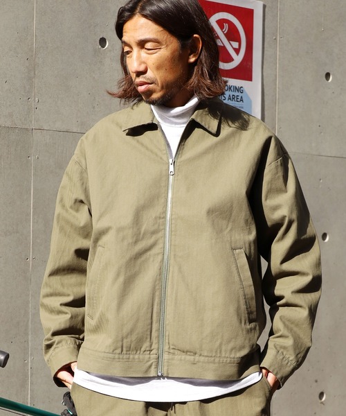 FIVE BROTHER(ファイブブラザー)の「FIVE BROTHER/ファイブブラザー HERRINGBONE ZIP WORK JACKET ジップジャケット ヘリンボーン ブルゾン(ブルゾン・メンズ・オリーブ/ホワイト・L/M)」の12枚目の写真