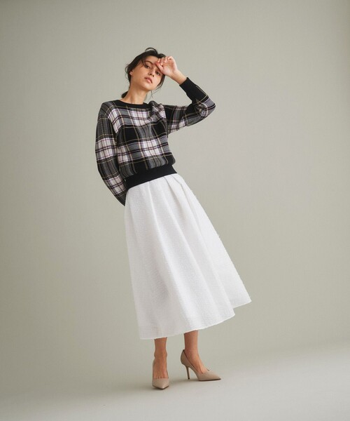 GRACE CONTINENTAL（グレースコンチネンタル）の「カットジャガードツイードスカート（スカート・レディース・ホワイト/ブラック/レッド・36/38）」の11枚目の写真