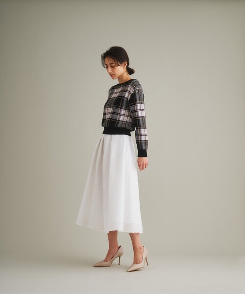GRACE CONTINENTAL（グレースコンチネンタル）の「カットジャガードツイードスカート（スカート・レディース・ホワイト/ブラック/レッド・36/38）」の10枚目の写真