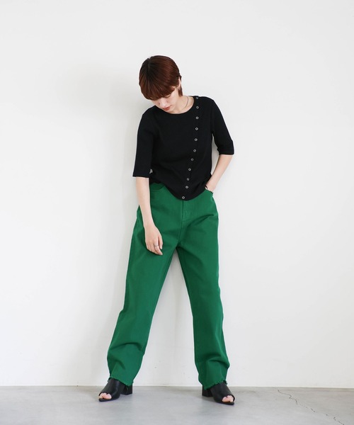 select MOCA by sayo(セレクトモカバイサヨ)の「カラーツイルテーパードパンツ(デニムパンツ・レディース・ピンク/イエロー/グリーン/パープル/ブルー・SMALL/MEDIUM)」の19枚目の写真