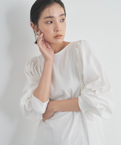 audrey and john wad(オードリーアンドジョンワッド)の「パワーショルダーシャツワンピース(シャツワンピース・レディース・ホワイト/ブラック/ブラウン・FREE)」の12枚目の写真