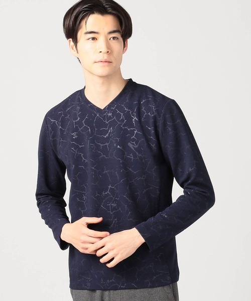 HIDEAWAYS NICOLE（ハイダウェイニコル）の「ブリスタークラックエンボスＶネック（Tシャツ/カットソー・メンズ・ブラック/ネイビー/オフホワイト・MEDIUM/LARGE/X-LARGE）」の3枚目の写真