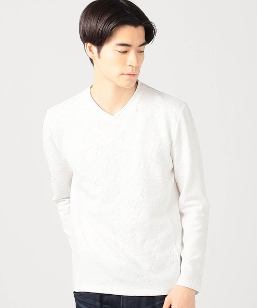 HIDEAWAYS NICOLE（ハイダウェイニコル）の「ブリスタークラックエンボスＶネック（Tシャツ/カットソー・メンズ・ブラック/ネイビー/オフホワイト・MEDIUM/LARGE/X-LARGE）」の2枚目の写真