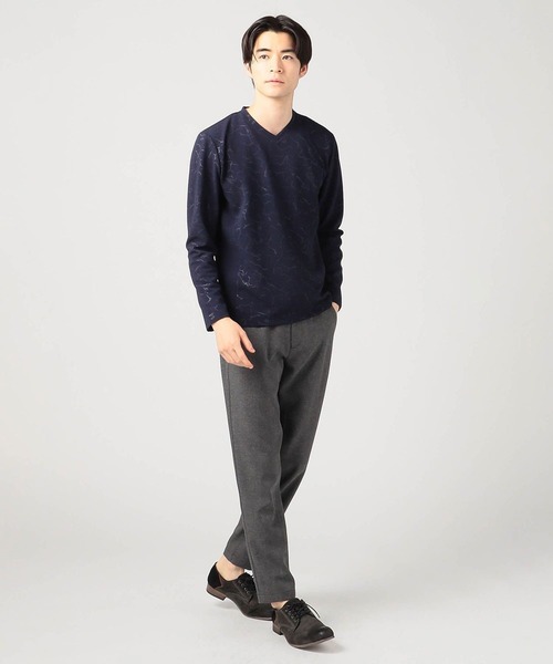 HIDEAWAYS NICOLE（ハイダウェイニコル）の「ブリスタークラックエンボスＶネック（Tシャツ/カットソー・メンズ・ブラック/ネイビー/オフホワイト・MEDIUM/LARGE/X-LARGE）」の14枚目の写真