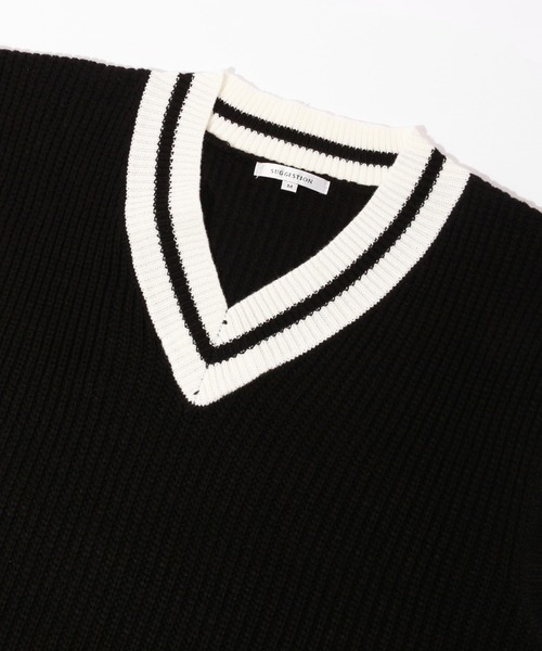 CORPUS　SELECT（コーパストーキョー）の「ビッグシルエット 畦編み チルデンニットベスト（ベスト・メンズ・ブルー/ブラック/グリーン/ブラウン/オフホワイト・L/M）」の17枚目の写真