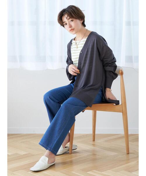 earth music&ecology(アースミュージックアンドエコロジー)の「ストレートデニム(その他パンツ・レディース・インディゴブルー/アイボリー/グレイッシュベージュ・S/M/L)」の11枚目の写真