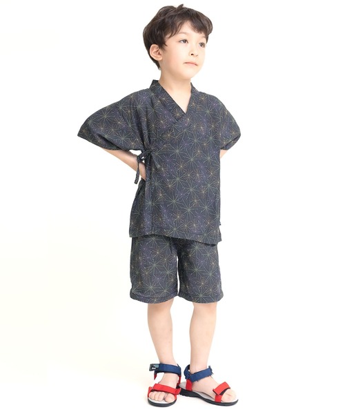 DILASH(ディラッシュ)の「麻混総柄甚平(浴衣・キッズ・ブラック/キナリ・120/80/140/110/130/100/90)」の3枚目の写真