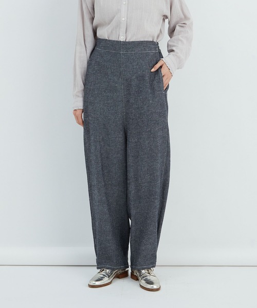 コンジェペイエアデュートリステス　サルエルパンツ　ブラウン conges payes ADIEU TRISTESSE パンツ コットンリネンワイド