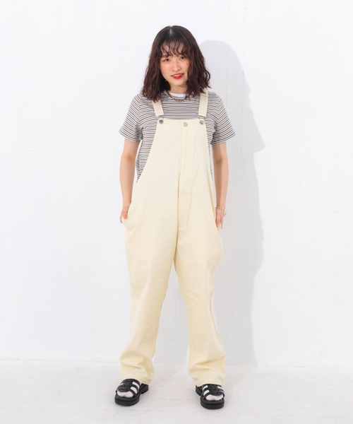 nemne store（ネンネストア）の「フロントジップワイドオーバーオール（サロペット/オーバーオール・レディース・アイボリー/パープル/カーキ・SMALL/MEDIUM）」の4枚目の写真