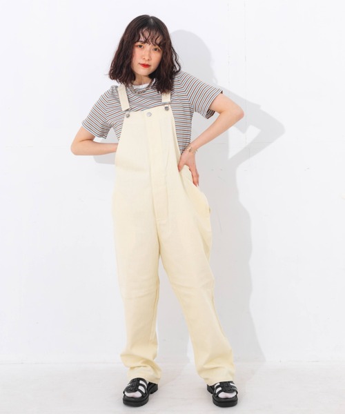 nemne store（ネンネストア）の「フロントジップワイドオーバーオール（サロペット/オーバーオール・レディース・アイボリー/パープル/カーキ・SMALL/MEDIUM）」の5枚目の写真