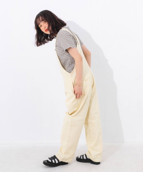 nemne store（ネンネストア）の「フロントジップワイドオーバーオール（サロペット/オーバーオール・レディース・アイボリー/パープル/カーキ・SMALL/MEDIUM）」の6枚目の写真