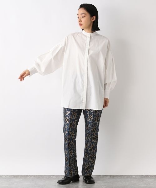 JEANASIS（ジーナシス）の「ソデタックボリュームシャツLS/265217（シャツ/ブラウス・レディース・ホワイト/ブラック/ブラック系その他・FREE）」の4枚目の写真