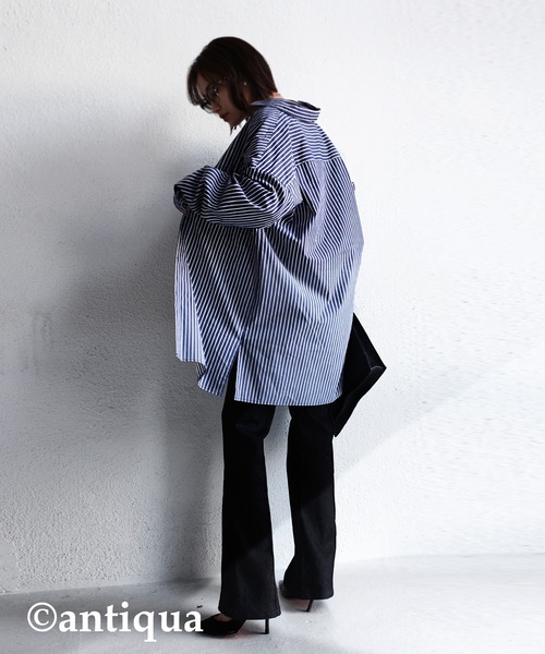 antiqua（アンティカ）の「お洒落さんが選ぶ！グラデストライプシャツ（シャツ/ブラウス・レディース・ブルー・FREE）」の7枚目の写真