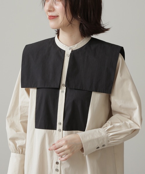 N.(N. Natural Beauty Basic)(エヌエヌナチュラルビューティーベーシック)の「◆配色ビックカラーワンピース(ワンピース・レディース・ベージュ/ブルー系その他・MEDIUM)」の16枚目の写真