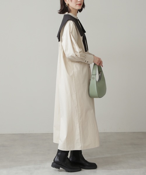 N.(N. Natural Beauty Basic)(エヌエヌナチュラルビューティーベーシック)の「◆配色ビックカラーワンピース(ワンピース・レディース・ベージュ/ブルー系その他・MEDIUM)」の14枚目の写真