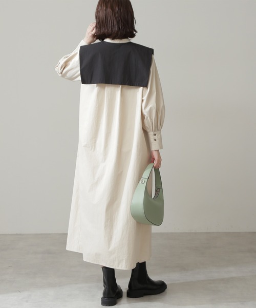 N.(N. Natural Beauty Basic)(エヌエヌナチュラルビューティーベーシック)の「◆配色ビックカラーワンピース(ワンピース・レディース・ベージュ/ブルー系その他・MEDIUM)」の15枚目の写真