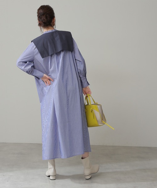 N.(N. Natural Beauty Basic)(エヌエヌナチュラルビューティーベーシック)の「◆配色ビックカラーワンピース(ワンピース・レディース・ベージュ/ブルー系その他・MEDIUM)」の13枚目の写真