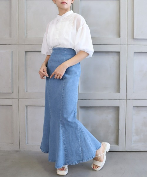 *NewArrival*エステルガーゼレース&ピンタックボリュームスリーブシャツカーデ