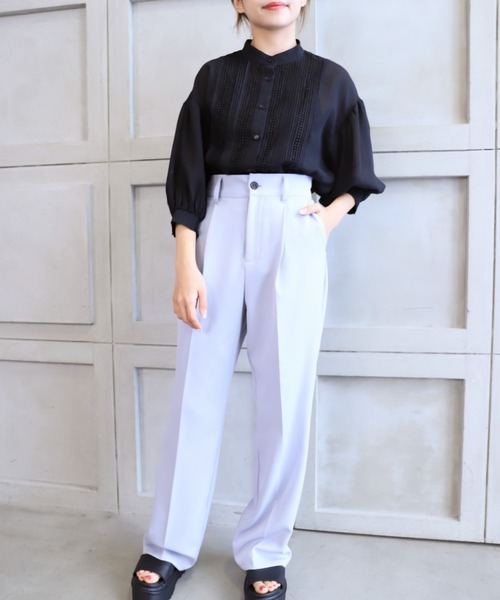 *NewArrival*エステルガーゼレース&ピンタックボリュームスリーブシャツカーデ