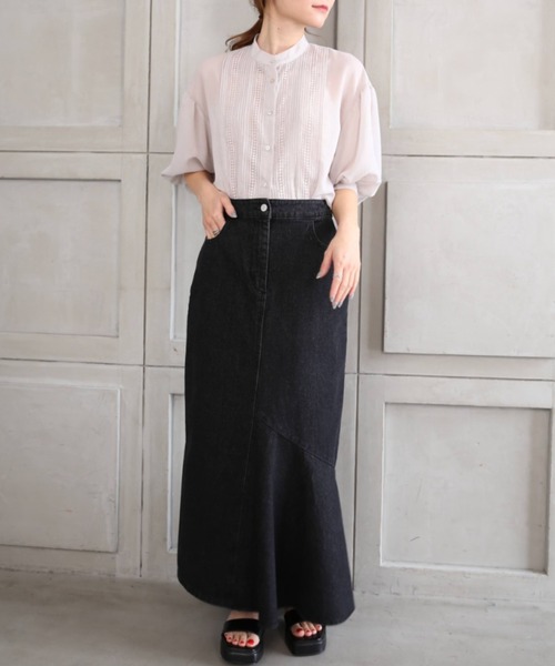 *NewArrival*エステルガーゼレース&ピンタックボリュームスリーブシャツカーデ