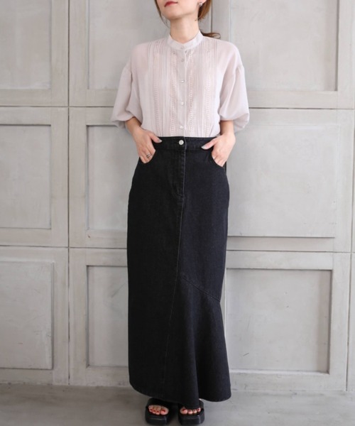 *NewArrival*エステルガーゼレース&ピンタックボリュームスリーブシャツカーデ