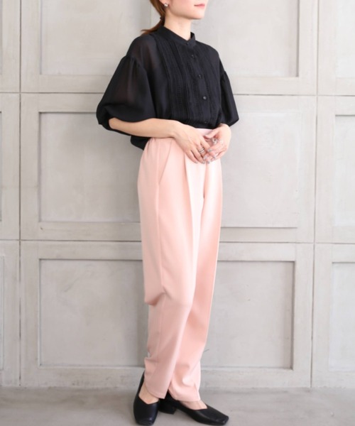 *NewArrival*エステルガーゼレース&ピンタックボリュームスリーブシャツカーデ