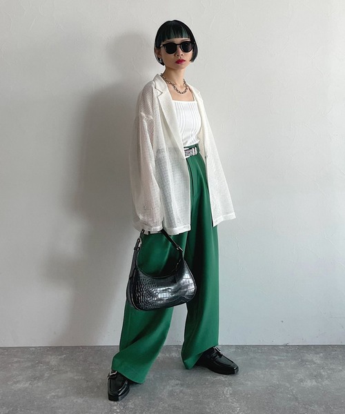 PAGEBOY(ページボーイ)の「シアーメッシュジャケット(テーラードジャケット・レディース・スカイブルー/ブラック/オフホワイト/グレイッシュベージュ/コーラル・FREE)」の19枚目の写真