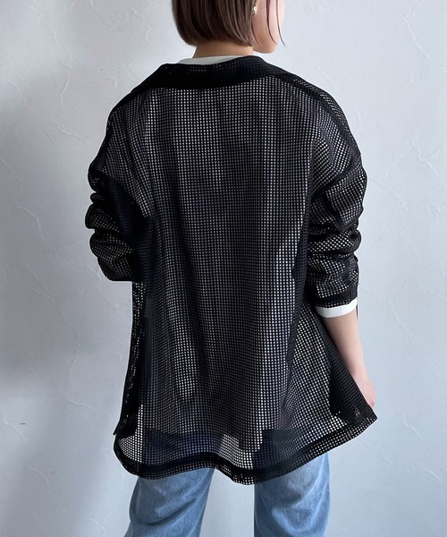 PAGEBOY(ページボーイ)の「シアーメッシュジャケット(テーラードジャケット・レディース・スカイブルー/ブラック/オフホワイト/グレイッシュベージュ/コーラル・FREE)」の16枚目の写真