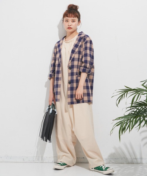 MERLOT（メルロー）の「ビッグチェックジャケット/セットアップ（テーラードジャケット・レディース・レッド/ネイビー・FREE）」の7枚目の写真