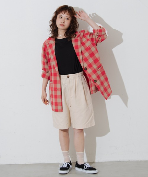 MERLOT（メルロー）の「ビッグチェックジャケット/セットアップ（テーラードジャケット・レディース・レッド/ネイビー・FREE）」の14枚目の写真
