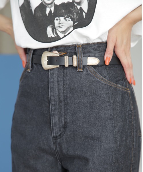 ROSE BUD（ローズバッド）の「(LEFIJE)レザーベルト（ベルト・レディース・ブラック/ベージュ・75）」の2枚目の写真