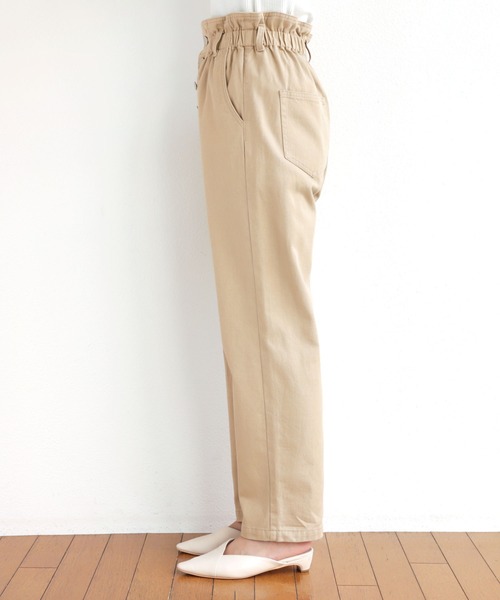 andme(アンドミー)の「コットンツイルウエストギャザーストレートパンツ(その他パンツ・レディース・ブラック/ベージュ/オフホワイト/グリーン・S/M/L)」の14枚目の写真