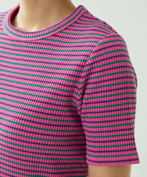 FREAK'S STORE（フリークスストア）の「カラフルマルチボーダーミニTシャツ（Tシャツ/カットソー・レディース・ピンク/ブルー/グリーン・ﾌﾘ-）」の14枚目の写真