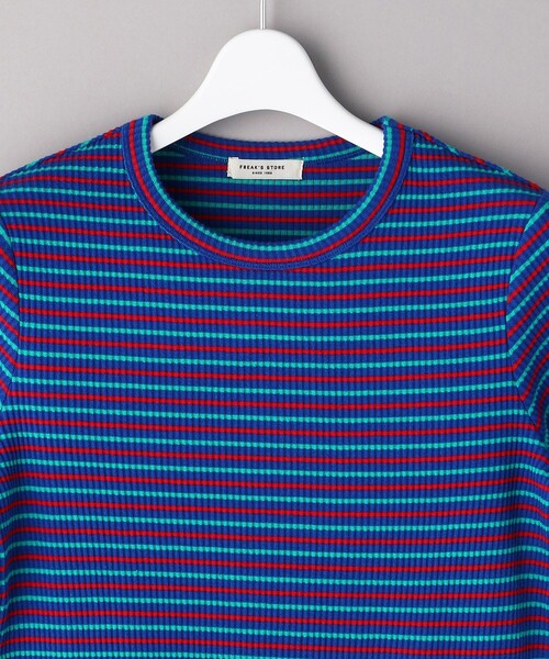 FREAK'S STORE（フリークスストア）の「カラフルマルチボーダーミニTシャツ（Tシャツ/カットソー・レディース・ピンク/ブルー/グリーン・ﾌﾘ-）」の18枚目の写真
