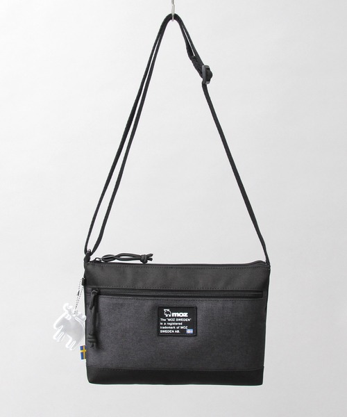 moz（モズ）の「リフレクトチャーム付き メランジコンビ素材 サコッシュバッグ（ショルダーバッグ・レディース・ブラック・FREE）」の2枚目の写真