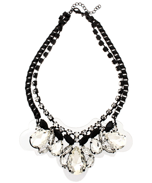 ROSE BUD（ローズバッド）の「(LL ACCESSORIES) 3JN1008 JEWEL NECKLACE[結婚式＆パーティー]（ネックレス・レディース・ブラック/シルバー・ONE SIZE）」の2枚目の写真