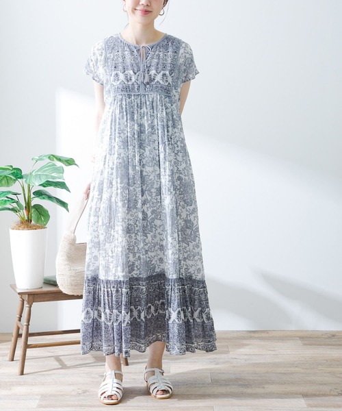 美品△アーバンリサーチ//コットンプリントフラワーワンピース