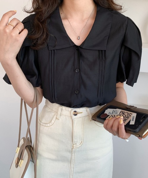 ABITOKYO（アビトーキョー）の「パフスリーブタックシャツブラウス（シャツ/ブラウス・レディース・ホワイト/ブラック/パープル・S/M）」の17枚目の写真