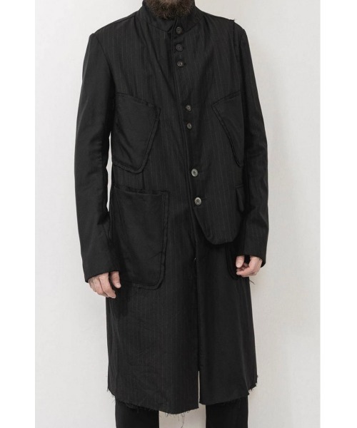 nude:masahiko maruyama（ヌードマサヒコマルヤマ）の「nude:masahiko maruyama/Patch Long Jkt w/Half Vt（ステンカラーコート・メンズ・ブラック・1）」の2枚目の写真