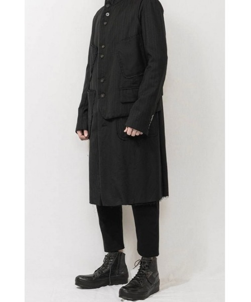 nude:masahiko maruyama（ヌードマサヒコマルヤマ）の「nude:masahiko maruyama/Patch Long Jkt w/Half Vt（ステンカラーコート・メンズ・ブラック・1）」の3枚目の写真