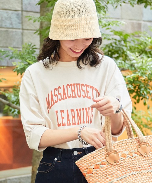 CIAOPANIC TYPY(チャオパニックティピー)の「【ZOZOTOWN限定】USAコットンカレッジプリントボリュームスリーブTee(Tシャツ/カットソー・レディース・チャコールグレー/ピンク/ホワイト/ベージュ/グリーン・ONE SIZE)」の3枚目の写真