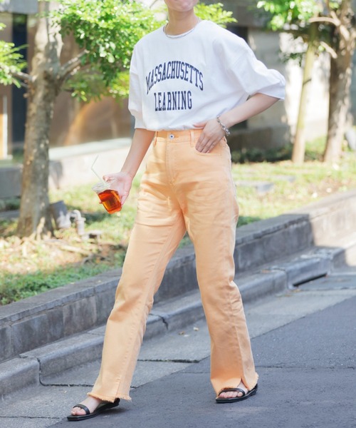 CIAOPANIC TYPY(チャオパニックティピー)の「【ZOZOTOWN限定】USAコットンカレッジプリントボリュームスリーブTee(Tシャツ/カットソー・レディース・チャコールグレー/ピンク/ホワイト/ベージュ/グリーン・ONE SIZE)」の13枚目の写真