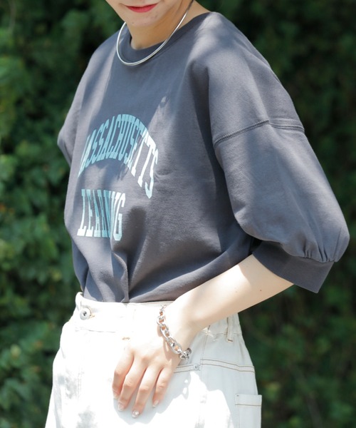 CIAOPANIC TYPY(チャオパニックティピー)の「【ZOZOTOWN限定】USAコットンカレッジプリントボリュームスリーブTee(Tシャツ/カットソー・レディース・チャコールグレー/ピンク/ホワイト/ベージュ/グリーン・ONE SIZE)」の19枚目の写真