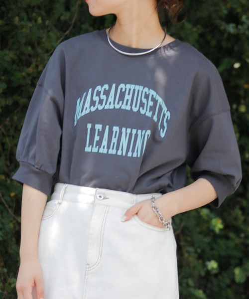 CIAOPANIC TYPY(チャオパニックティピー)の「【ZOZOTOWN限定】USAコットンカレッジプリントボリュームスリーブTee(Tシャツ/カットソー・レディース・チャコールグレー/ピンク/ホワイト/ベージュ/グリーン・ONE SIZE)」の18枚目の写真