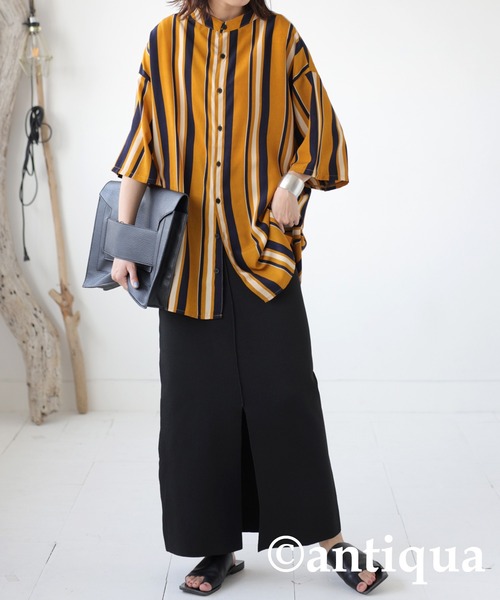 antiqua（アンティカ）の「主役級レトロ印象。ルチストライプシャツ（シャツ/ブラウス・レディース・ネイビー/イエロー・FREE）」の19枚目の写真