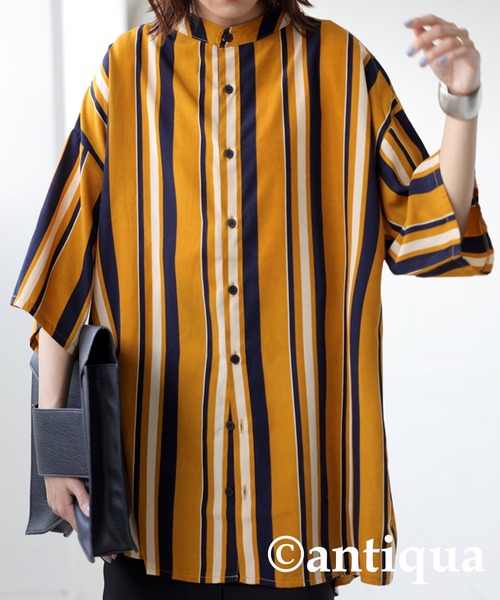 antiqua（アンティカ）の「主役級レトロ印象。ルチストライプシャツ（シャツ/ブラウス・レディース・ネイビー/イエロー・FREE）」の20枚目の写真