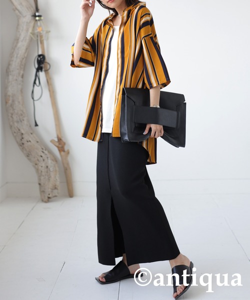 antiqua（アンティカ）の「主役級レトロ印象。ルチストライプシャツ（シャツ/ブラウス・レディース・ネイビー/イエロー・FREE）」の21枚目の写真