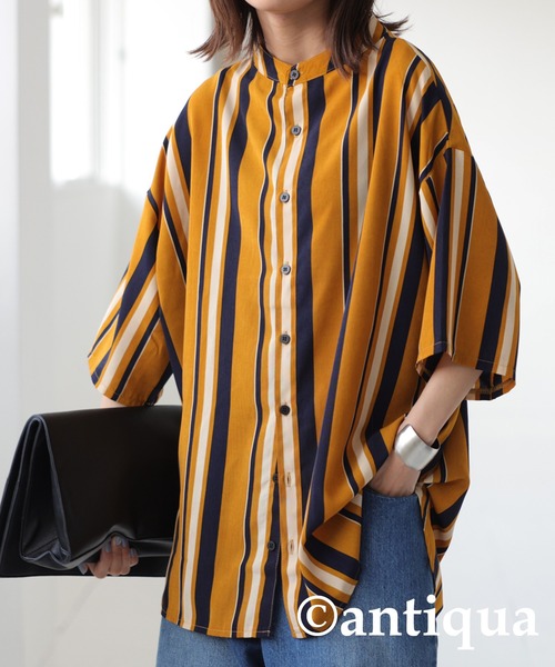 antiqua（アンティカ）の「主役級レトロ印象。ルチストライプシャツ（シャツ/ブラウス・レディース・ネイビー/イエロー・FREE）」の22枚目の写真
