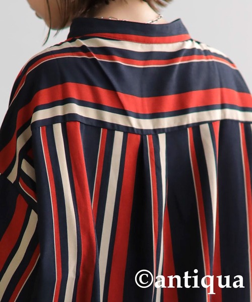 antiqua（アンティカ）の「主役級レトロ印象。ルチストライプシャツ（シャツ/ブラウス・レディース・ネイビー/イエロー・FREE）」の8枚目の写真